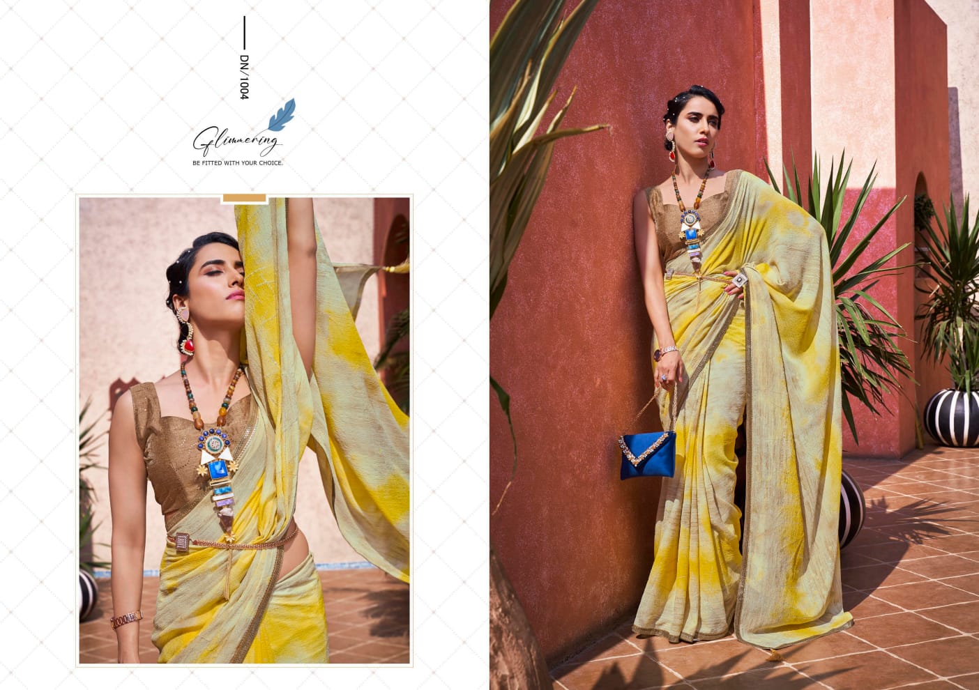 5D Designer Marie Gold 4111- 4118 Wholesale Printed Sarees Catalog